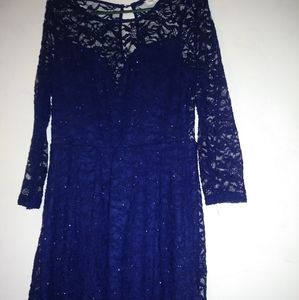 Blue Lace Homecoming Dress